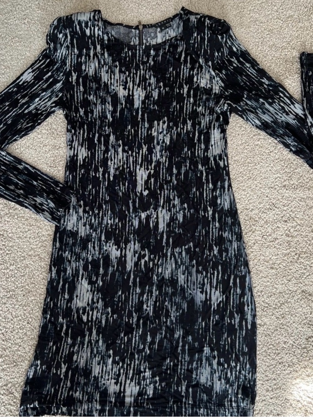 Theory Storm Cloud Madelina Dress Long Sleeve Zip Back